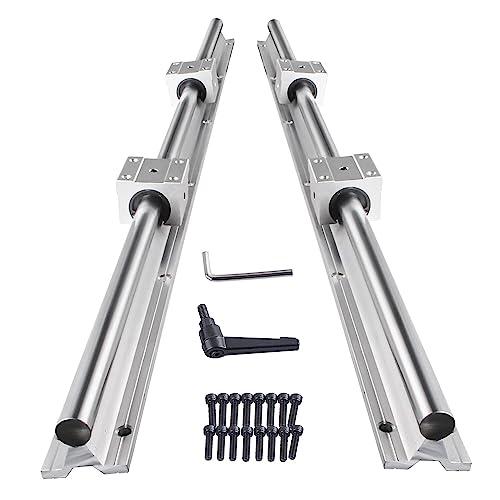 CNCMANS Guida Lineare SBR12-800mm, Set di Guide per Cuscinetti Lineari con 2 Alberi di Guida da 800mm e 4 Blocchi SBR12UU SBR12 Guide Lineari per Frese, Macchine CNC, Stampanti 3D