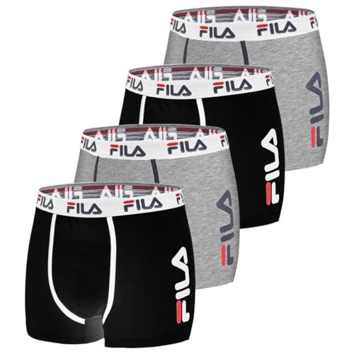 FILA Boxer Uomo Cotone, Ultra Morbido, Antiscivolo, Set di 4