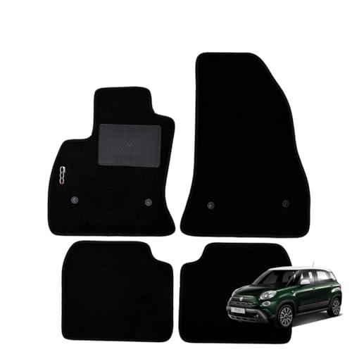 Serie 4 Tappeti Moquette Nera per Fiat 500L (2012-2017) con Battitacco