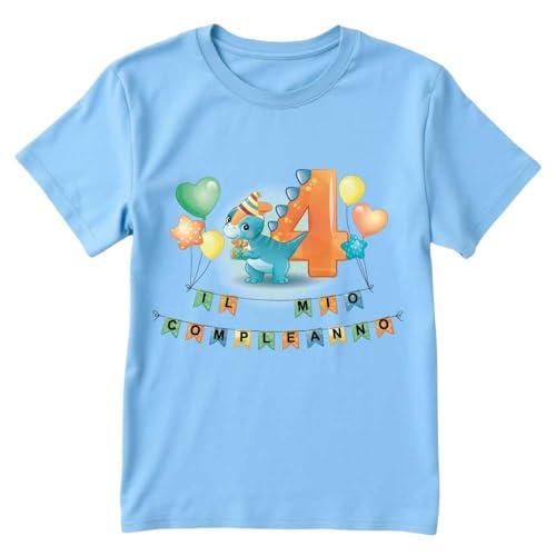T-shirt Dinosauro 4 Anni - Compleanno Perfetto in Cotone