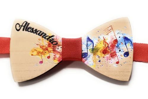 Papillon in Legno Personalizzato - Tema Musica e Note Musicali