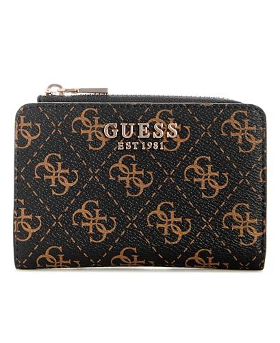 GUESS Laurel II Portacarte Zip Around, Logo Marrone