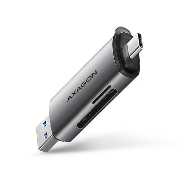 Lettore di Schede di Memoria AXAGON CRE-SAC USB 3.2 Gen 1 (3.1 Gen 1) Type-A/Type-C Grigio