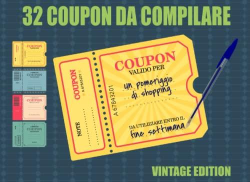 32 Coupon da Compilare: Libretto Voucher a Colori Vuoti in Stile Vintage