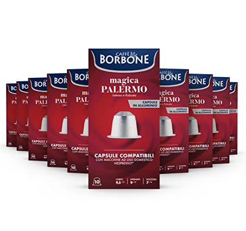 Caffè Borbone Miscela Magica Palermo - 100 Capsule ALLUMINIO (10 confezioni da 10) - Compatibili con le Macchine ad uso domestico Nespresso*
