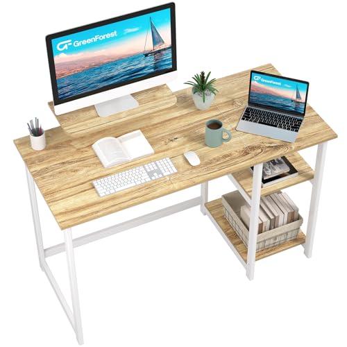 GreenForest Scrivania da Ufficio e Gaming con Supporto per Monitor, Beige
