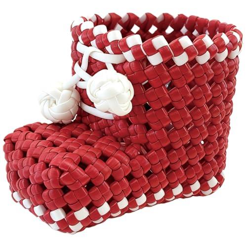 Cesto Portaoggetti Natalizio a Forma di Stivale in Tessuto