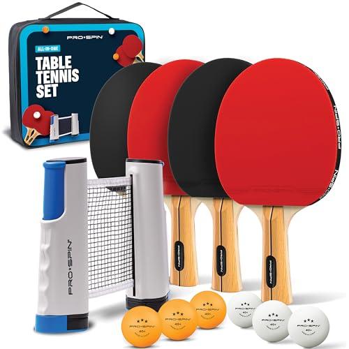 Pro-Spin Set da Ping Pong Portatile per 4 Giocatori