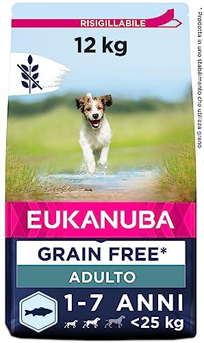 Eukanuba Grain Free* - Alimento per cani adulti di taglia piccola e media, Ricetta a basso contenuto di allergeni, 12 kg
