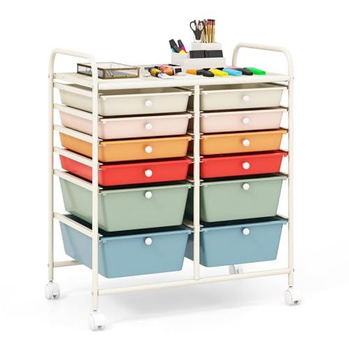 Carrello Multiuso a 12 Cassetti COSTWAY con Ruote - Organizzazione e Stile per la Tua Casa e Ufficio