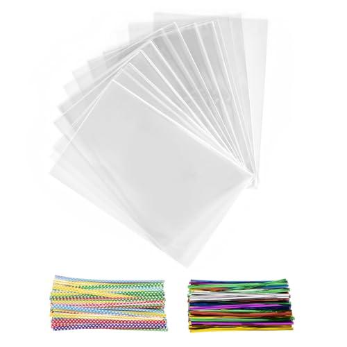 Sacchetti Trasparenti per Caramelle con Fascette Metalliche - 200 Pezzi