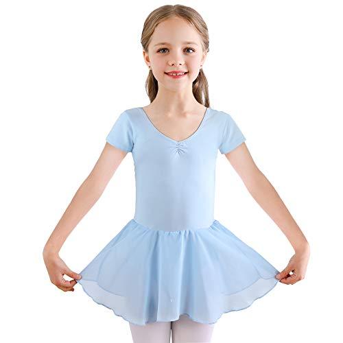 Bezioner Tutu da Ballo Blu per Bambina, Body Ginnastica con Gonna Chiffon