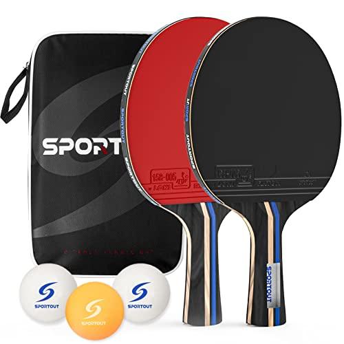Easy-Room - Set di 2 Racchette da Ping Pong con 3 Palline e Custodia