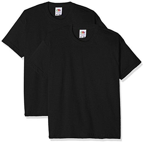 Fruit of the Loom Valueweight T-Shirt Manica Corta - Pacco Doppio (Nero, 12-13 Anni)