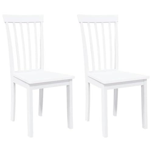 vidaXL Sedie da Pranzo Bianche in Legno Massello di Hevea (Set da 2)