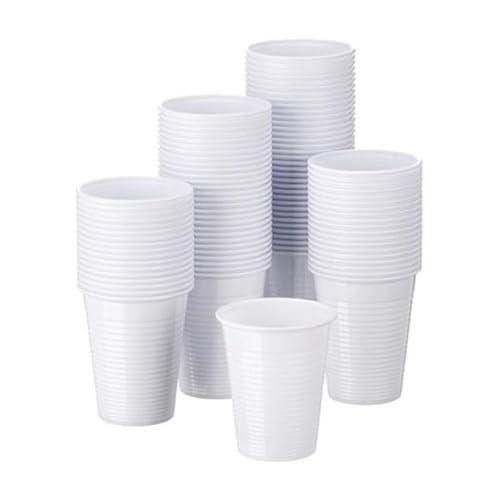 ISAP Bicchieri Plastica Usa e Getta Bianchi 200ml - 100 Pezzi