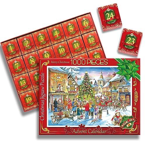 HappyKidsClub Calendario Avvento 2023, Puzzle 1000 Pezzi Regali Natale 2023 Calendario Avvento Uomo Idee Regalo Natale Calendario dell Avvento 2023 Puzzle Adulti Calendario Avvento Adulti