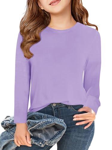 Haloumoning Maglietta a Maniche Lunghe Lilla per Bambina (5-6 Anni)