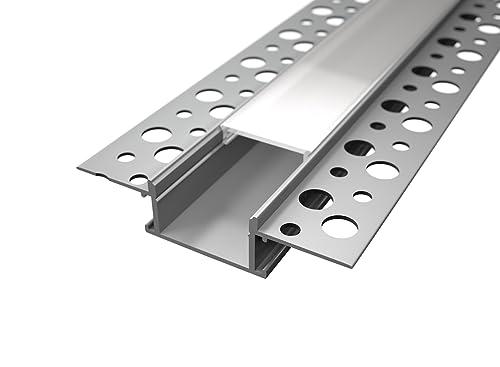 Profilo in Alluminio da 2 mt per Incasso a Scomparsa in Cartongesso con Cover Opaca - Serie ALFA