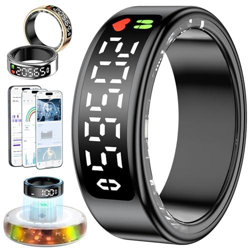 2025 Nuovo Smart Ring , Anello Smart per Uomo, Anello Intelligente uomo con Pantalla, Smartring Health IP68 con iOS e Android, Tracker Fitness/Sonno/Stress/Frequenza Cardiaca/SpO2/HRV (Nero, 11)