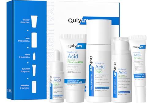 QUIYUM Set Acido Ialuronico Viso - Kit Skincare Completo 5 Pezzi