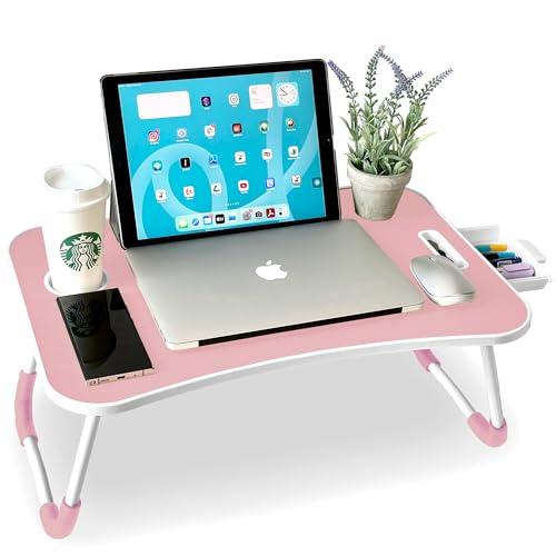 Unycos Vassoio Colazione Letto Pieghevole Rosa con Cassetto