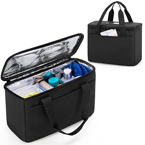 Trunab Piccola Borsa Medica Isolata con Divisori Regolabili, Borsa Termica Resistente all'Acqua per la Conservazione di Medicinali da Viaggio per Casa, Viaggi, Campeggio (Nero) - Design Brevettato