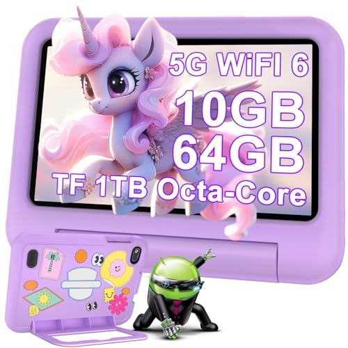 Tablet per Bambini Android 14 - 7 Pollici, 10GB RAM, 64GB ROM, WiFi 6, Viola