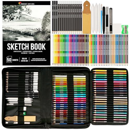 Zenacolor Kit Disegno Completo 74 Pezzi con Album e Astuccio