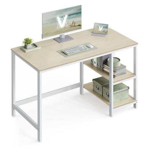 VASAGLE Scrivania per Computer Beige Naturale e Bianco Perla