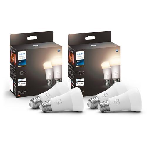 Philips Hue White - Kit 4 Lampadine LED Intelligenti E27
