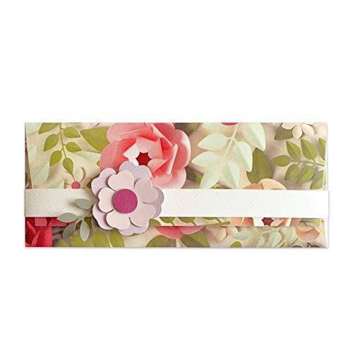 Busta Porta Soldi Fiori di Carta Artigianale con Biglietto d'Auguri