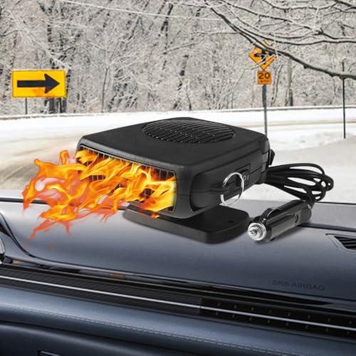 DAJASD 12 V 150W Riscaldamento per Auto, 2 in 1 Riscaldatore per Auto, Stufetta per Auto Regolazione Libera a 360°, Riscaldamento/Raffreddamento con Accendisigari per Auto,Caravan,Camion,Barca(Nero)