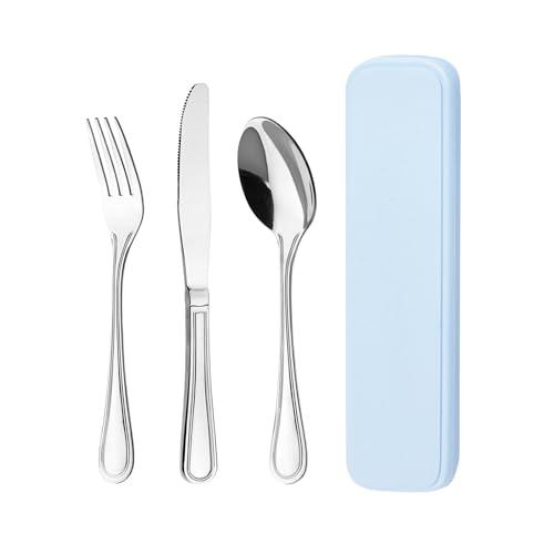 Set di Posate da Viaggio Portatile in Acciaio Inox con Custodia