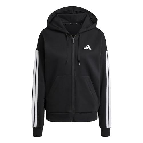 Adidas Essentials 3-Stripes Full-Zip Fleece Hoodie Donna - Nero