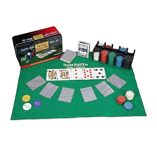Relaxdays Set da Poker Completo, 200 Fiches, Tappetino, Carte e Accessori, con Valigetta