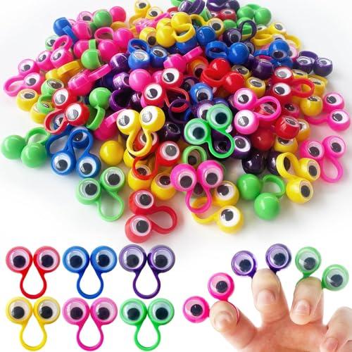 Bambebe 100 bambole per occhi – Wiggly Oculare & glubschaugen Design, 5 colori, anello per dita educativo, perfetto come regalo per feste per bambini, compleanno e Halloween