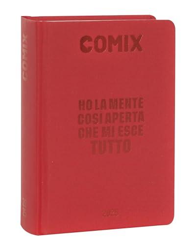 COMIX - Diario Mignon Plus Giornaliero 16 Mesi, Diario Scuola 2024-2025 per Ragazzi e Ragazze, con Copertina Rigida, Ideale per la Scuola Superiore, 9x12.5h cm, Rosso