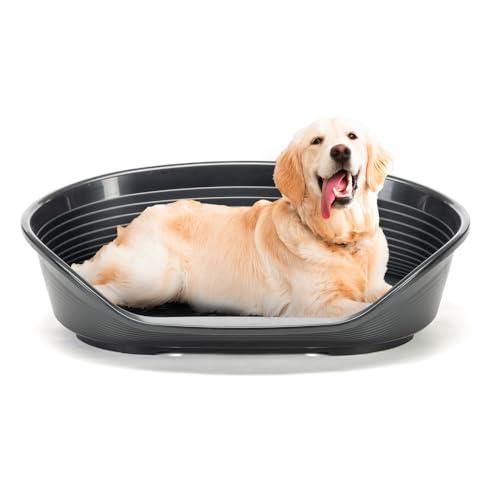 Ferplast Cuccia per Cani Cuccia per Cani extra large 100% plastica riciclata Lettino per Cani lavabile traspirante e antiscivolo Siesta Deluxe, 111 x 80,5 x 33,5 cm., Nero