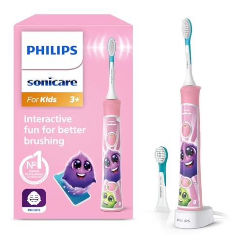 Philips Sonicare For Kids HX6352/42 Spazzolino Elettrico Sonico per Bambini, Connesso all'App, Rosa