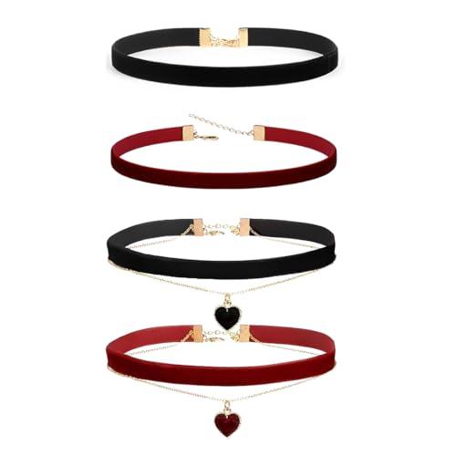 COYUN 4 Pcs Collana in Velluto con Cuore Gotico
