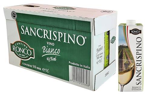 Sancrispino Vino Bianco Brick 1L - Confezione da 10