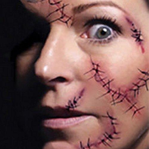 Tatuaggi Temporanei Halloween Zombie Scars - 10 Fogli di Adesivi Realistici con Effetti Speciali Sangue Finto