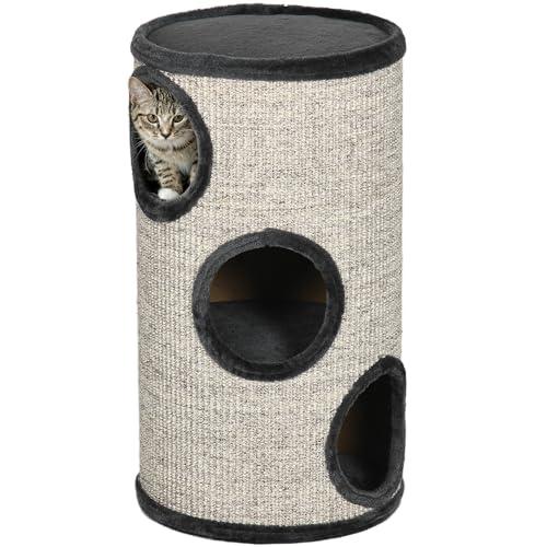 PawHut Cuccia per Gatti a 3 Livelli con Tiragraffi in Sisal Grigio