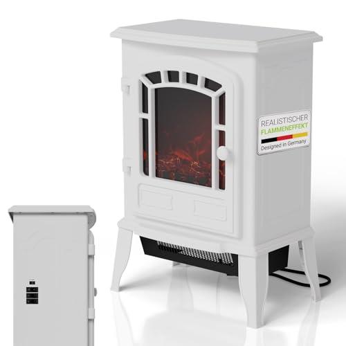 Juskys Camino Elettrico 2000W Bianco con Effetto Fiamma Realistico