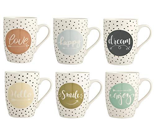 H&H Enjoy - Set 6 Tazze Mug in Porcellana Multicolore