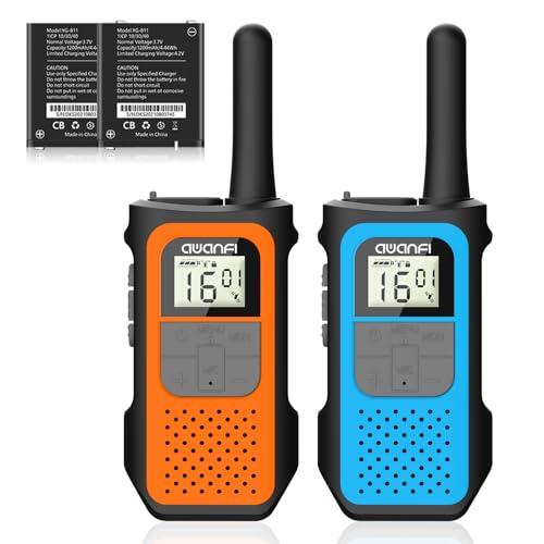 Walkie-talkie, AWANFI Walkie Talkie Ricaricabile, 16 Canali Ricetrasmittenti Portatile per Adulti, 2 Way Radio Lungo Raggio con Batteria,Wolki Toki VOX con Cavo Tpye C, per Campeggio Escursioni(2pz)