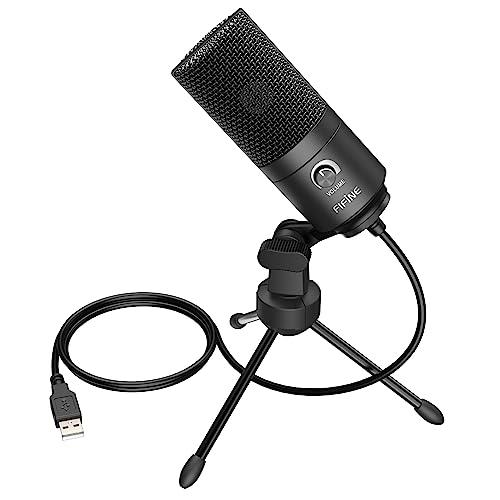 FIFINE Microfono a Condensatore USB per Studio con Braccio Regolabile e Filtro Anti-Pop