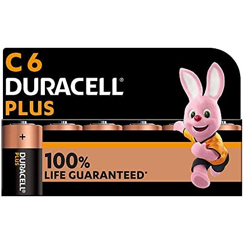Duracell Batterie Plus C (pacco da 6) - Pile Alcaline 1.5V - Fino al 100% di extra durata - Affidabilità per i dispositivi a uso quotidiano - 0% plastica - 10 anni di conservazione - MN1400