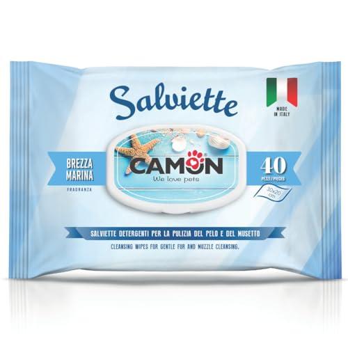 CAMON Salviette Detergenti per Cani e Gatti - Brezza Marina - 40 Pezzi